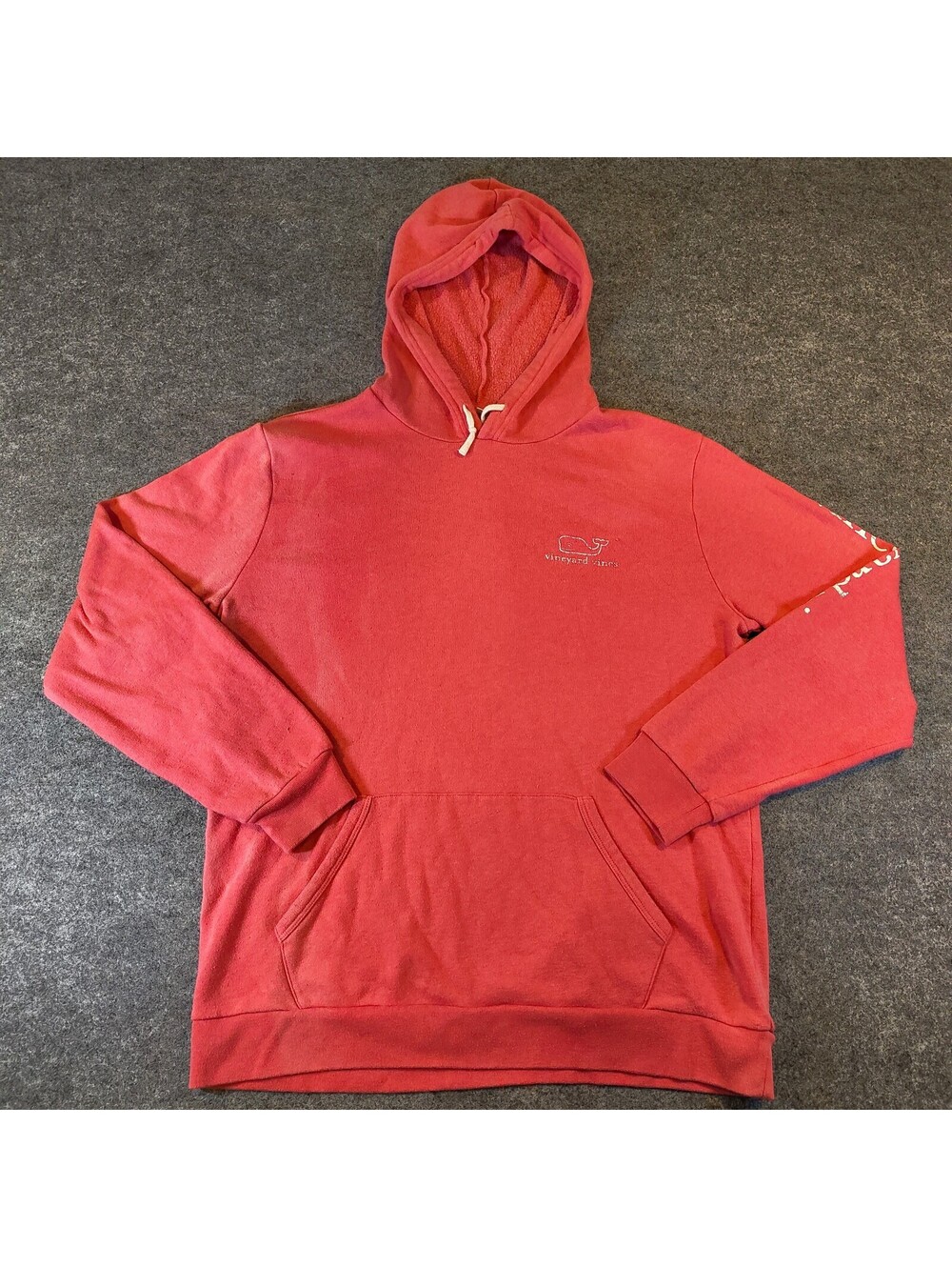 Vineyard Vines Coral Pink Whale Logo Pullover Hoodie Sweatshirt Size M